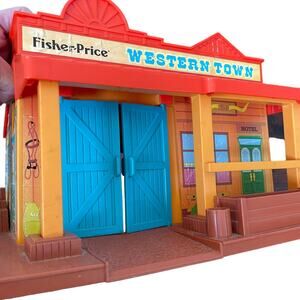Vintage Fisher Price Little People Western Town Play House 1982 #934 READ